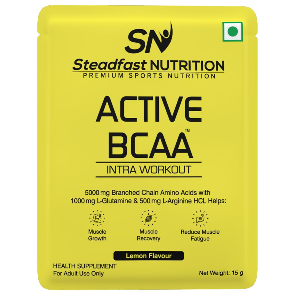 Steadfast Nutrition Active BCAA Pre Workout BCAA Supplement Muscle Recovery & Endurance Intra workout (Lemon, 30 Sachets, 450g)