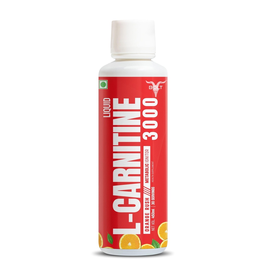 Bolt L-Carnitine Liquid 3000 mg | Converts Fat into Energy | Orange Rush