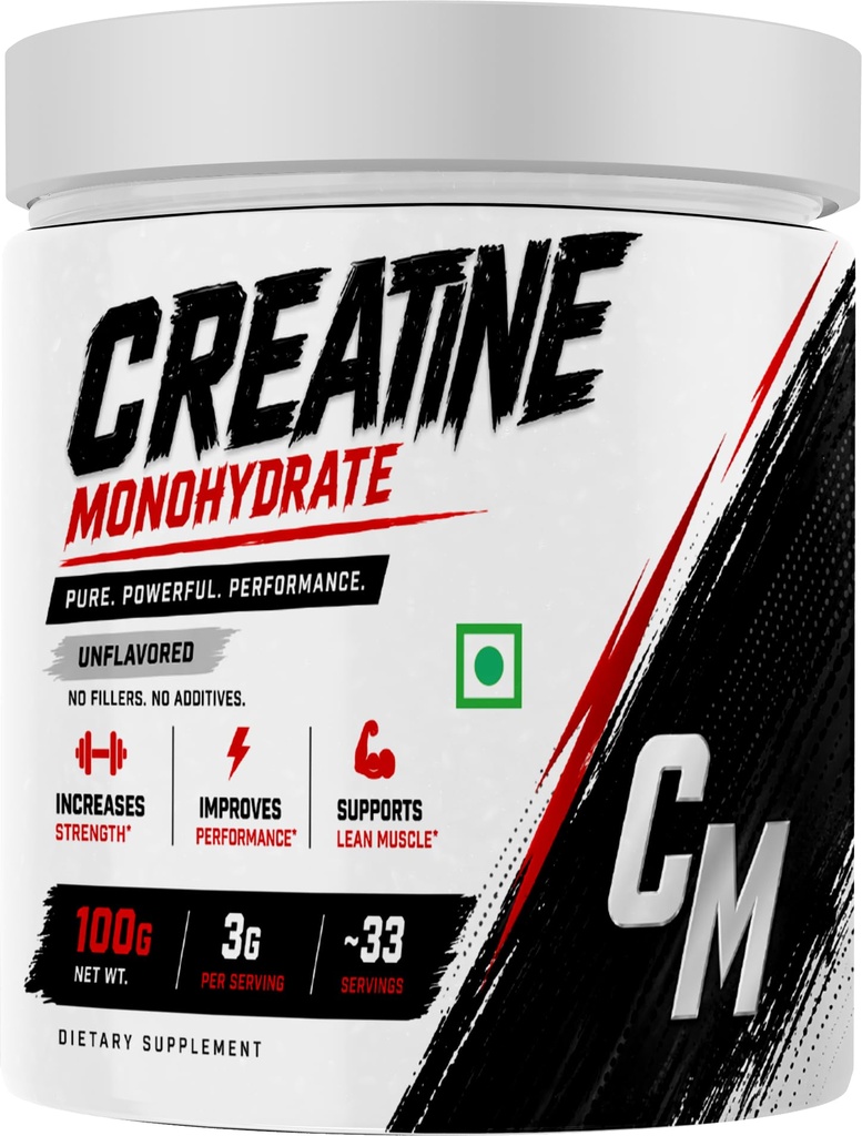 SOS Nutrition Creatine Monohydrate Powder 100g | 3g per Serving | Micronized Creatine | Unflavoured | Increases Strength, Muscle Growth & Performance | Pre/Post Workout Supplement | Vegan, Non-GMO