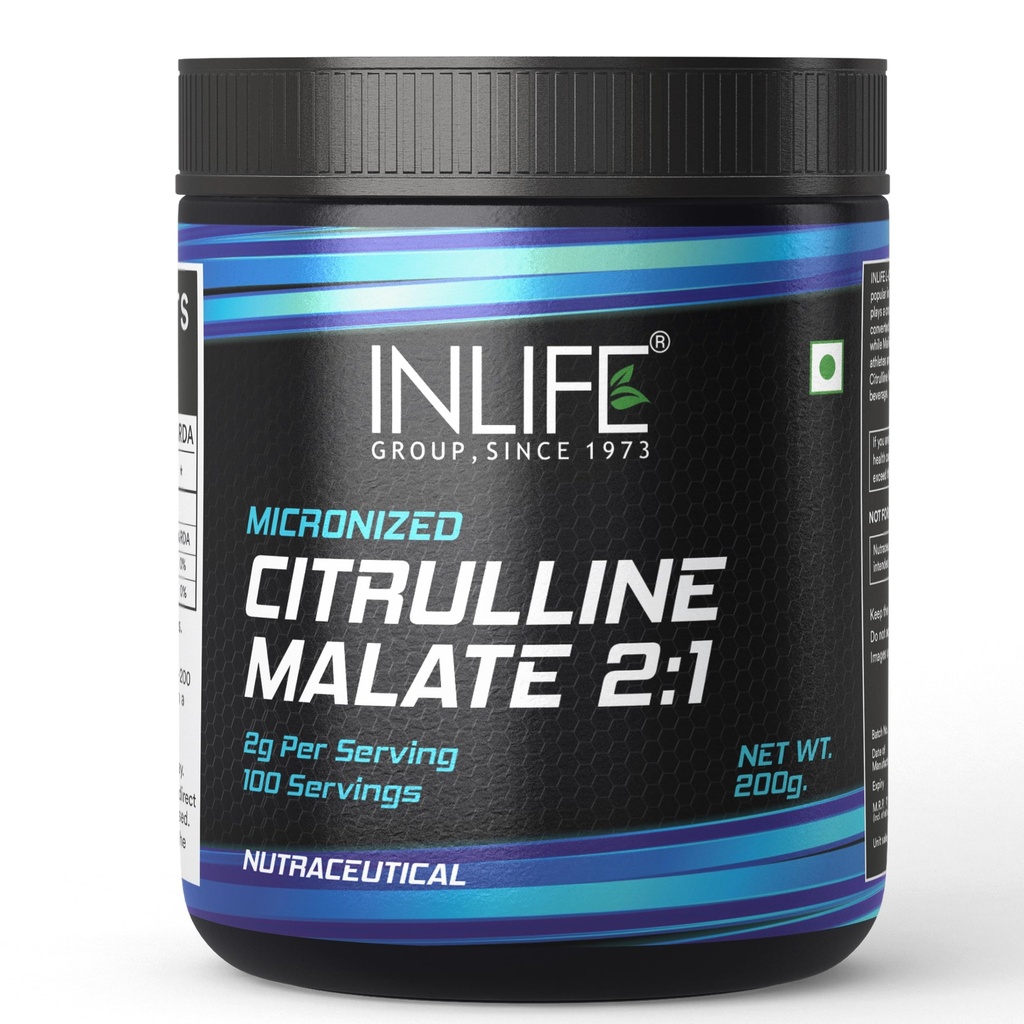 INLIFE Micronized Citrulline Malate 2:1 Supplement, 2g, 200g, 100 Servings