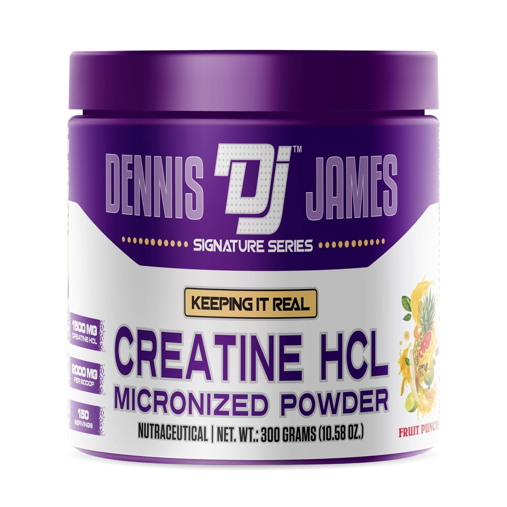 Dennis James Signature Series Creatine HCL | Micronized Powder | Fruit Punch Flavor | 150 Servings | Enhanced Strength & Performance