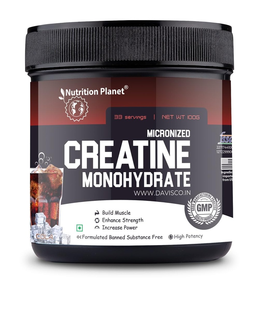 Nutrition Planet Micronized Creatine Monohydrate (Cola, 100g / 0.22 Lb, 33 Servings)