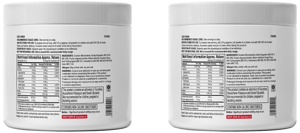 GNC Pro Performance Creatine Monohydrate | Cranberry | 250gm + GNC Pro Performance Creatine Monohydrate | Orange | 250gm (Combo pack)