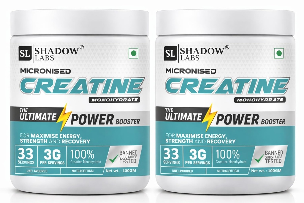 Shadowlabs Creatine Monohydrate Powder 100g Pack of 2