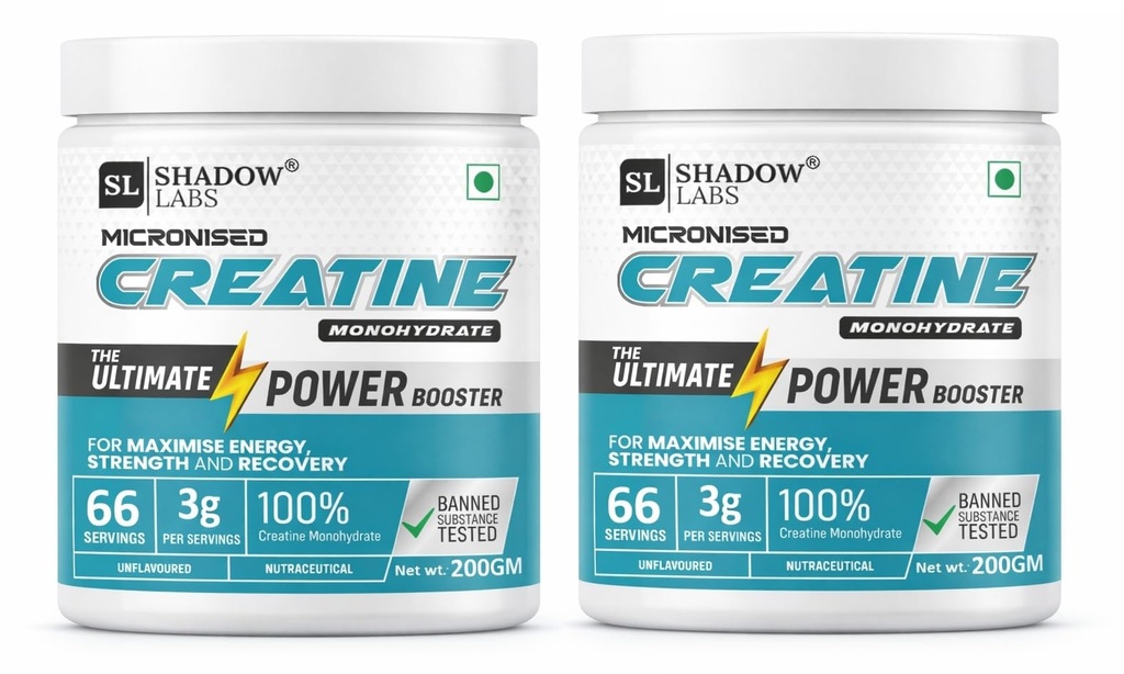 Shadowlabs Creatine Monohydrate Powder 200g Pack of 2