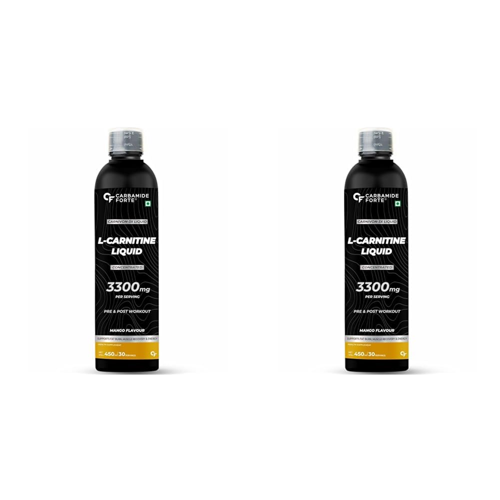 Carbamide Forte L Carnitine Liquid 3300 Mg Per Serving With Added Vitamins - Mango Flavour - 30 Servings - 450 Ml (Pack Of 2 Count)