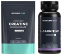 Nutrabay Pro L-Carnitine Fat Burner, Pre Workout Supplement, 1000mg - 60 Veg Tablets & Nutrabay Pure Micronised Creatine Monohydrate Powder, (100g, Unflavoured)