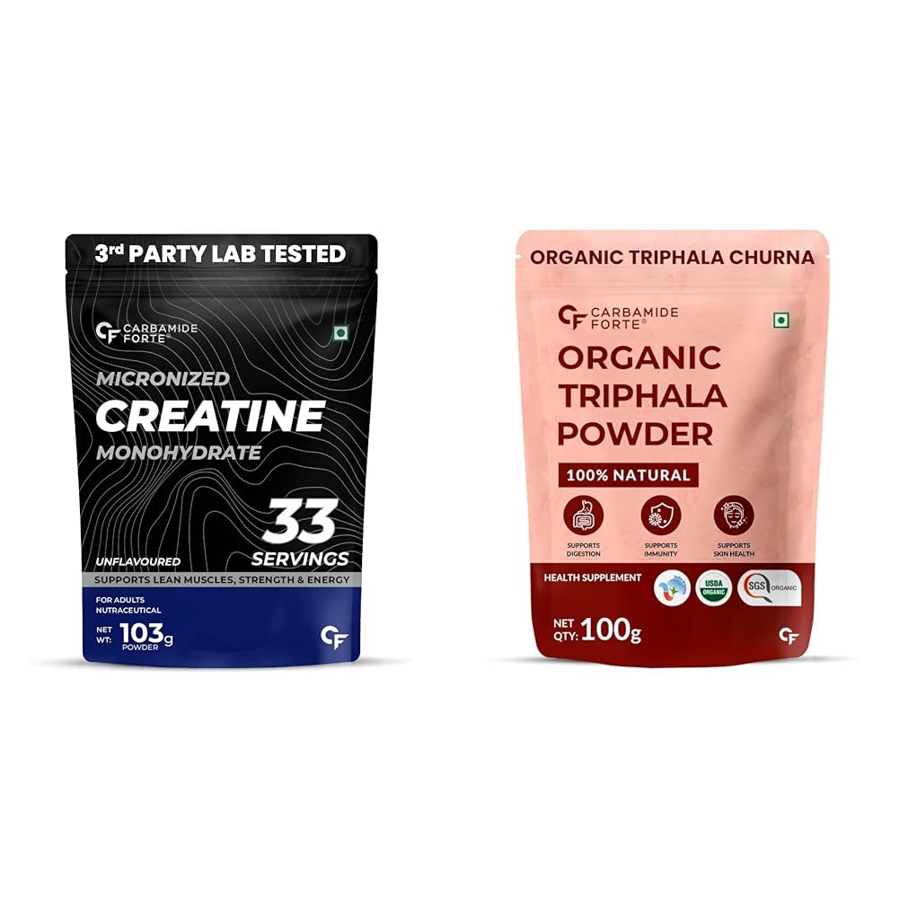Carbamide Forte Creatine Mono hydrate Powder Unflavoured - 103g & Triphala Churna Powder 100% Organic 100g