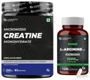 Carbamide Forte L Arginine 1000mg Supplement Per Serving - 120 Veg Capsules & Micronised Creatine Monohydrate Powder - Unflavoured - 83 Servings - 250g