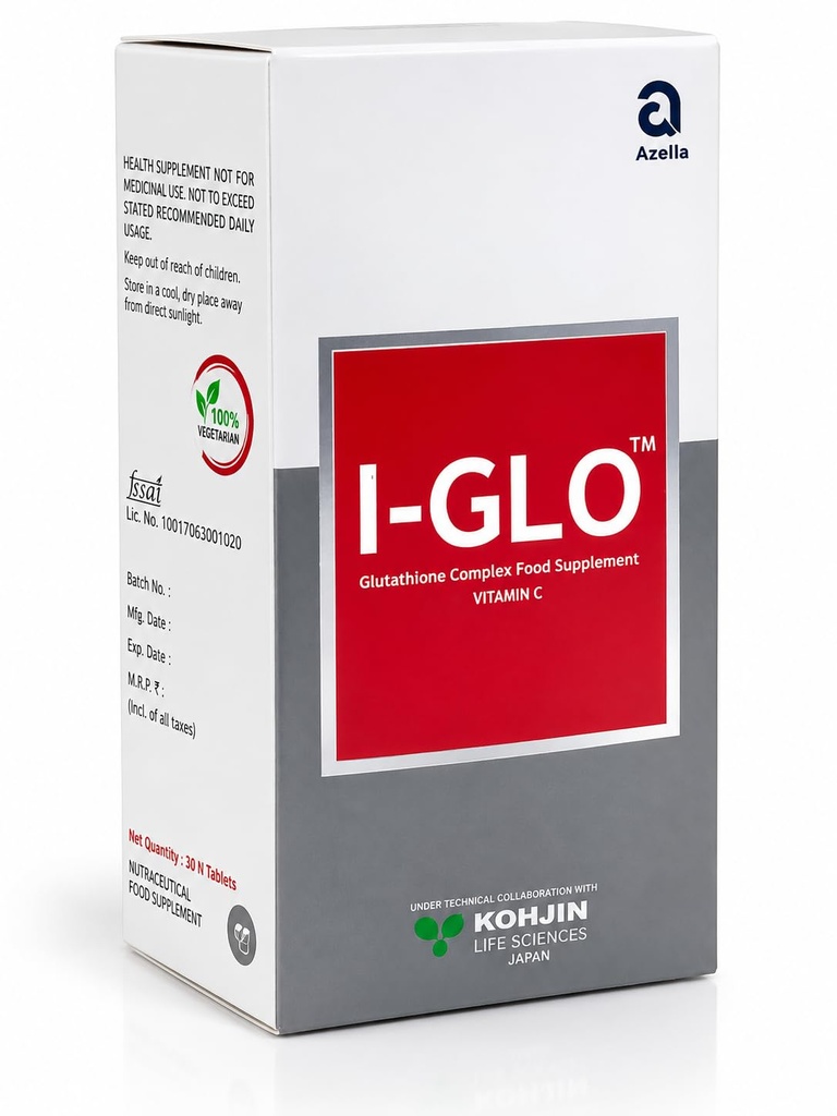 Azelia I-GLO Glutathione Complex Food Supplement with Vitamin C, 30 Tablets