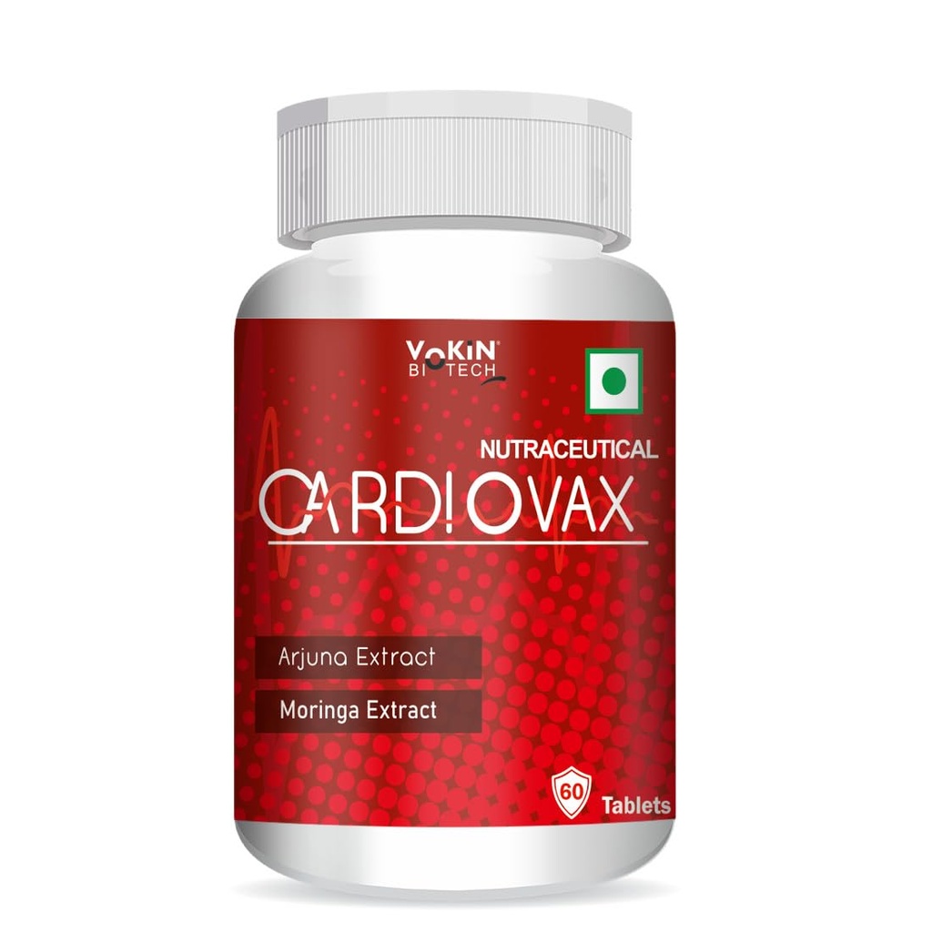 Vokin Biotech Natural Cardiovax with Coenzyme Q10, Arjuna Extract & Moringa Extract Pack of 60 Tablets