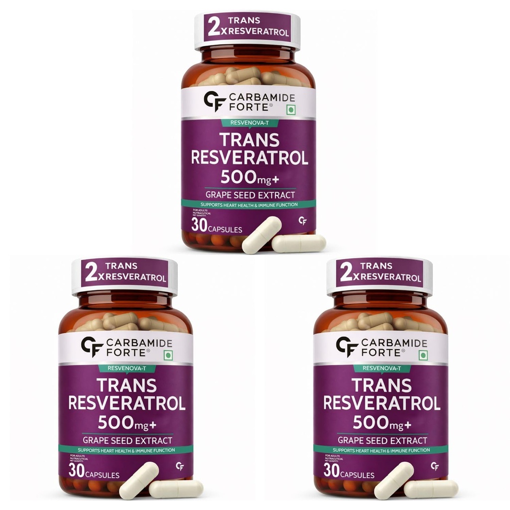 Carbamide Forte Trans-Resveratol 500mg - 30 Capsules (Pack of 3)