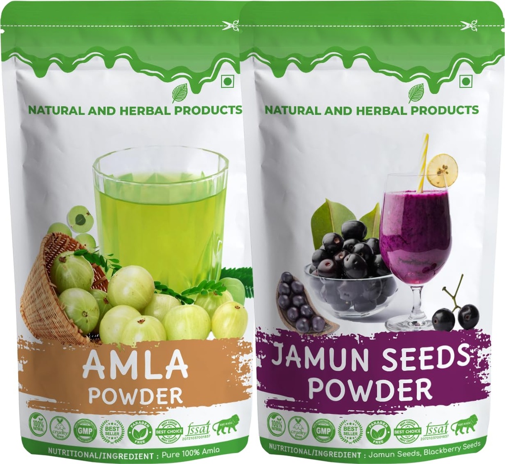 Amla Powder & Jamun Seeds Powder Combo, Pack of 2