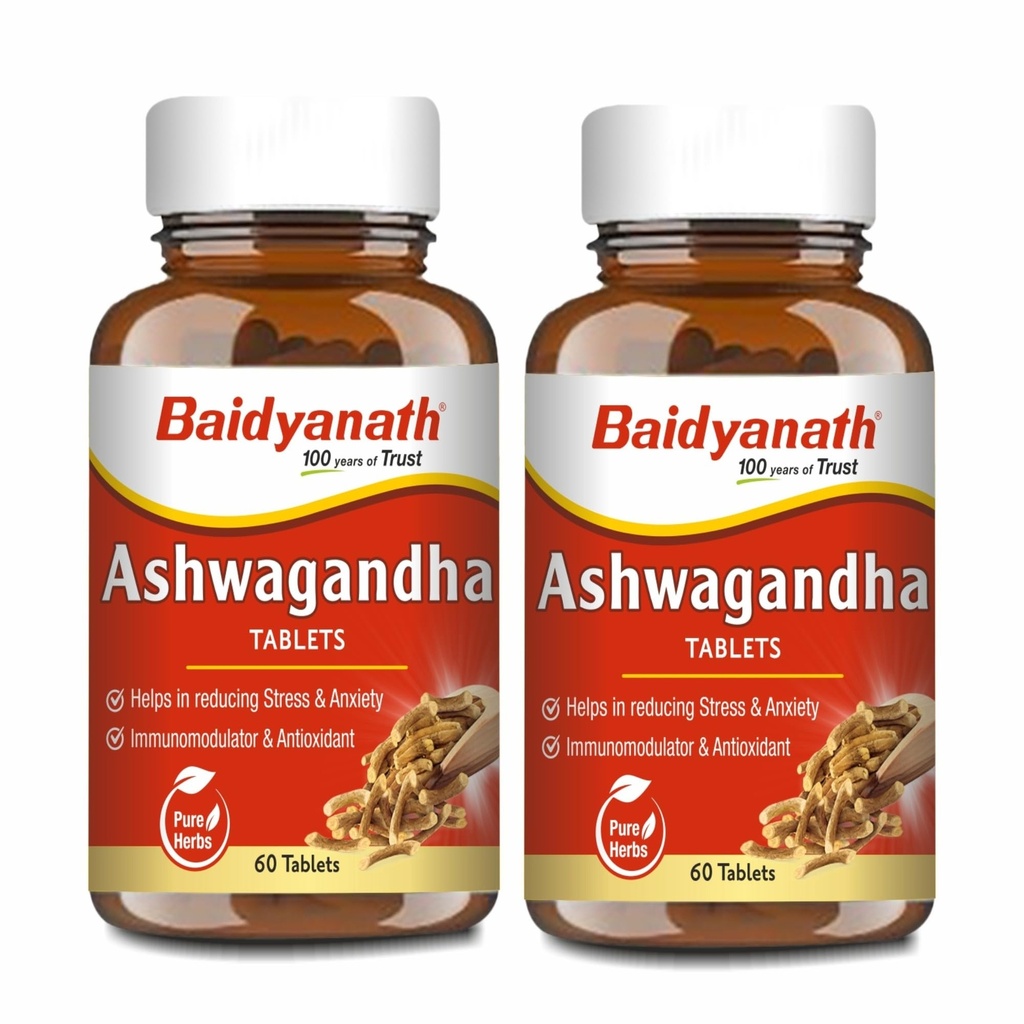 Baidyanath Ayurved Ashwagandha Tablets - 60Tab | for General Wellness Tablets (Pack of 2)