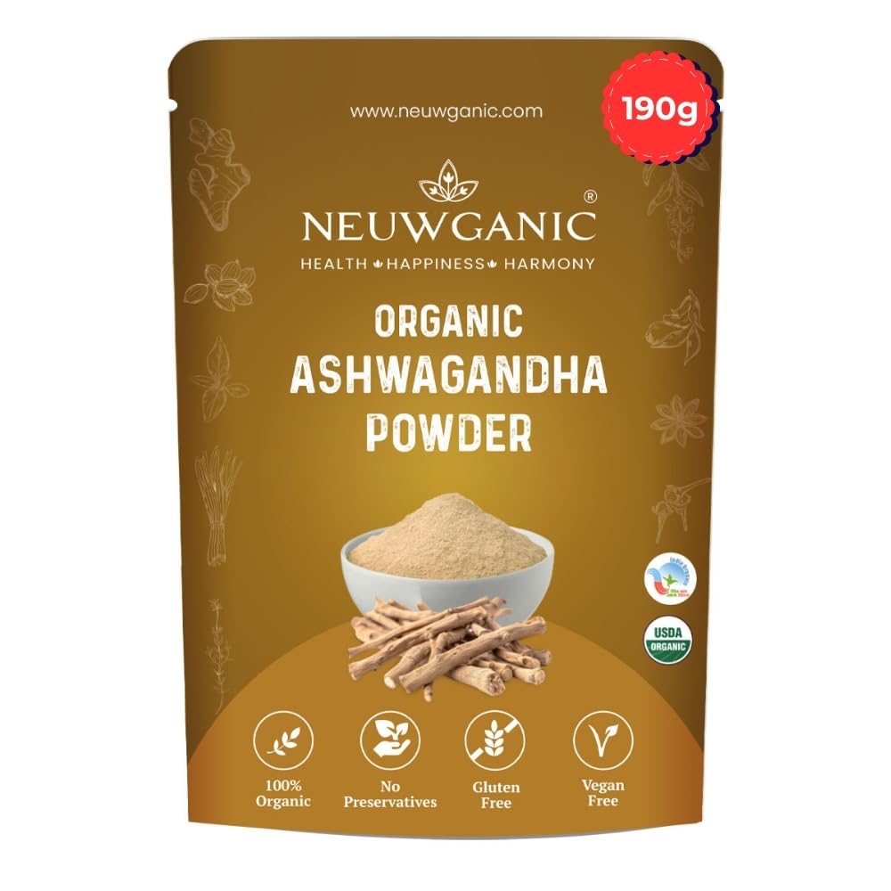 Organic Ashwagandha Powder (Root) - Ashwagandha Churna - Important for Vitality & Strength - 190 Gm - Pack Of 1