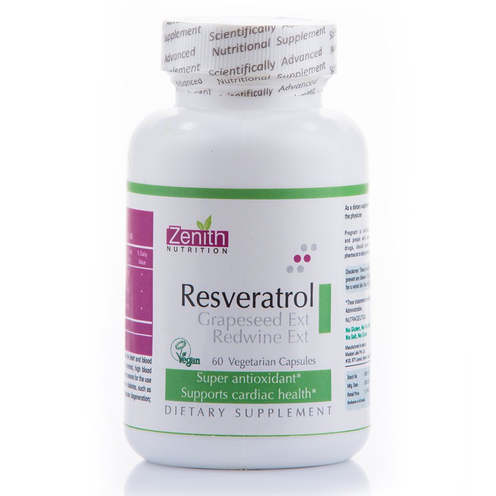 zenith nutrition resveratrol, grapeseed ext and redwine ext - 60 capsules