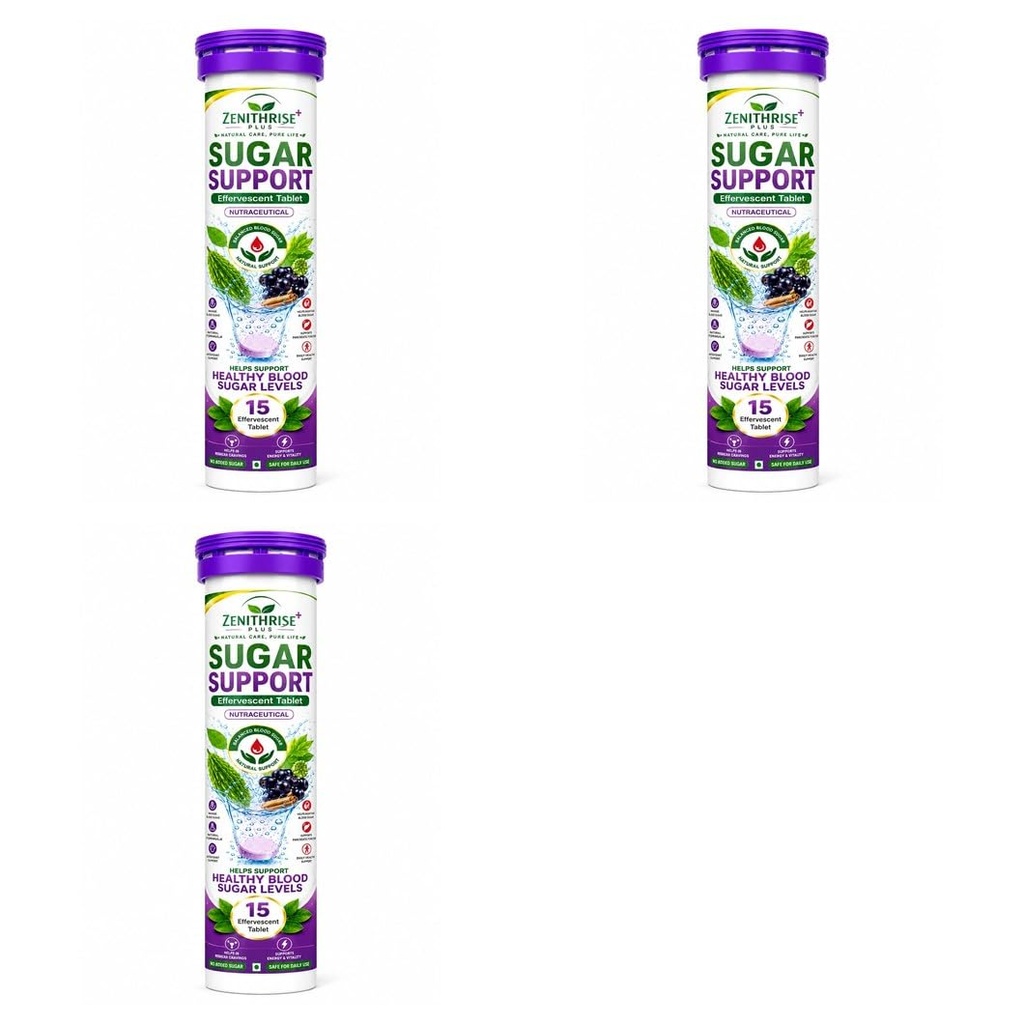 Zenithrise Plus Sugar Support Effervescent Tablet Pack of 3 (3x15 Tablets)