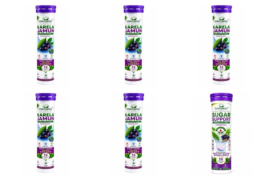 Zenithrise Plus Combo Karela Jamun 5 + Sugar Support 1 (6 pcs)