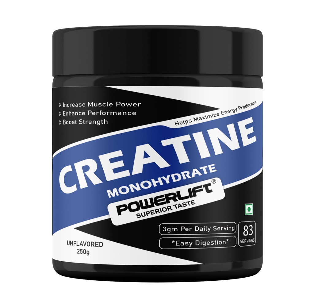 Creatine Monohydrate Powder - 250 Gram, 83 Serves for Lean Muscle, Energy & Muscle Gain with Rapid Absorption - Unflavored