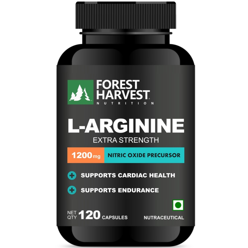 L-Arginine 1200 mg with Chromium Picolinate | Nitric Oxide Booster for Blood Flow, Stamina, Energy & Performance Support | Fitness & Daily Wellness Formula | 120 Veg Capsules | WHO-GMP, HACCP, ISO & FSSAI Certified