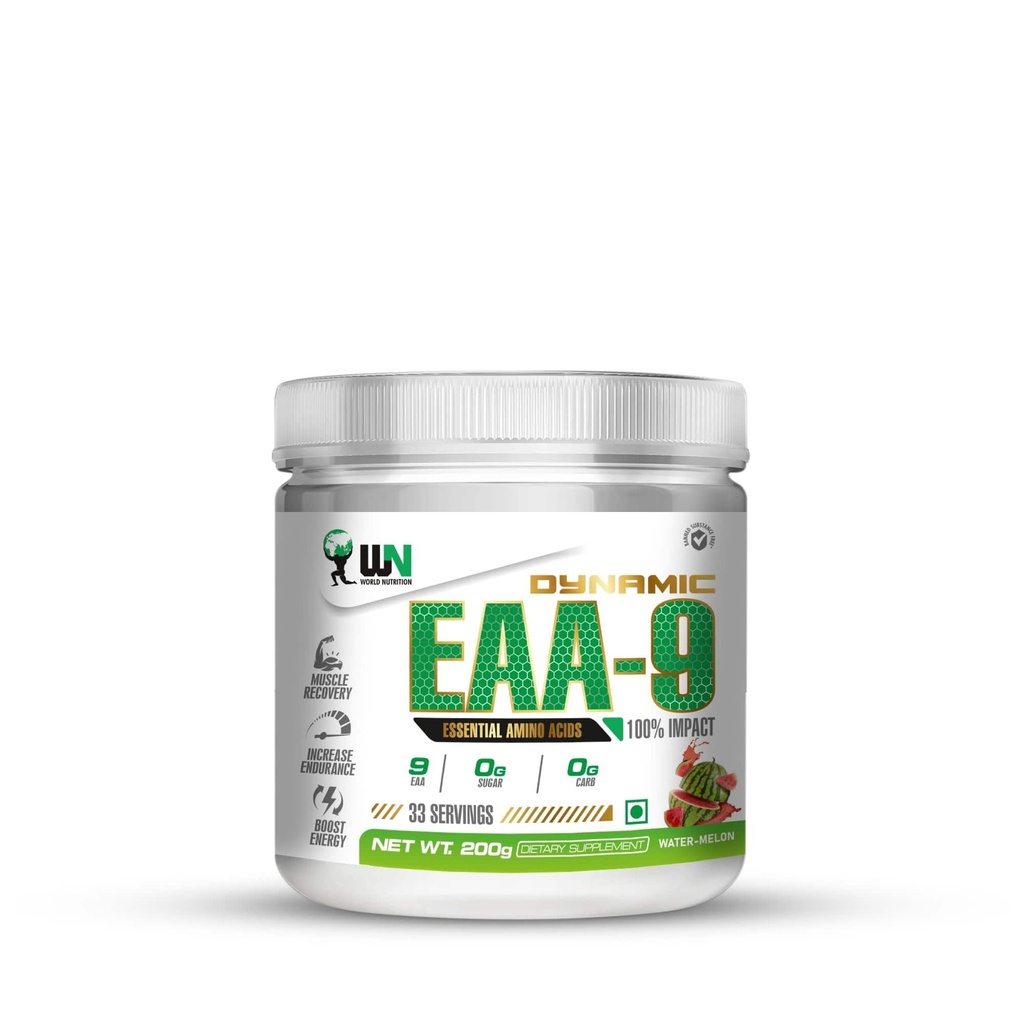 Dynamic EAA-9 | Essential Amino Acids Powder for Intra & Post-Workout | Supports Muscle Recovery, Endurance & Workout Energy | Zero Sugar | Watermelon - 200g