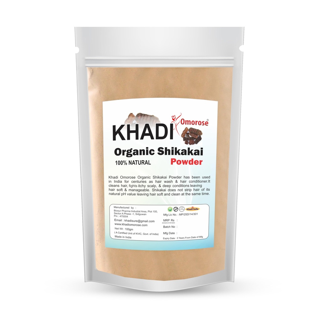 Khadi Omorose Shikakai Powder (Natural Hair Cleanser For Deep Cleansing and soft hairs),100 Grams