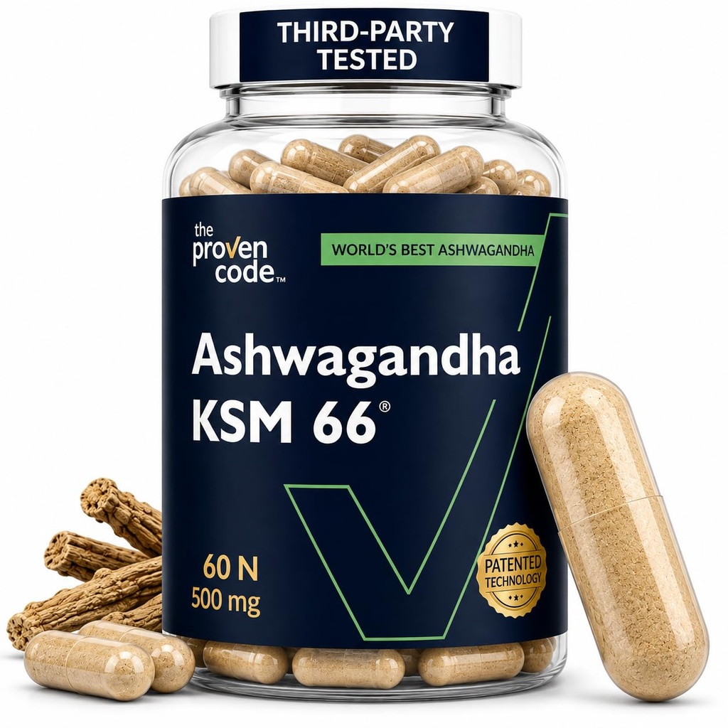 Ashwagandha KSM-66® 500mg | Lab Tested | 90+ Clinical Trials | 5% Withanolides | 100% Root Extract | Stress, Sleep, Energy & Immunity Support | 60 Capsules