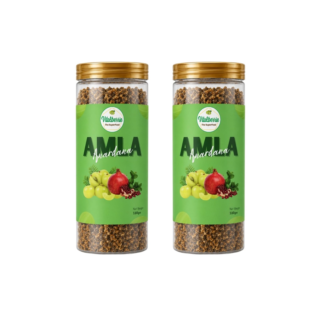 Vital-berrie | Amla Anardana Pack of 2 (180g Each)| Sweet & Tangy Indian Gooseberry & Pomegranate Mouthfreshner | Total 360g | Gifting