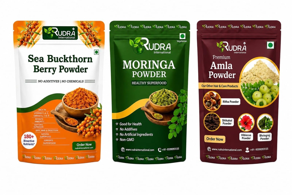 Sea Buckthorn & Moringa & Amla Powder Combo| Herbal | pack of 3(1x100gm)