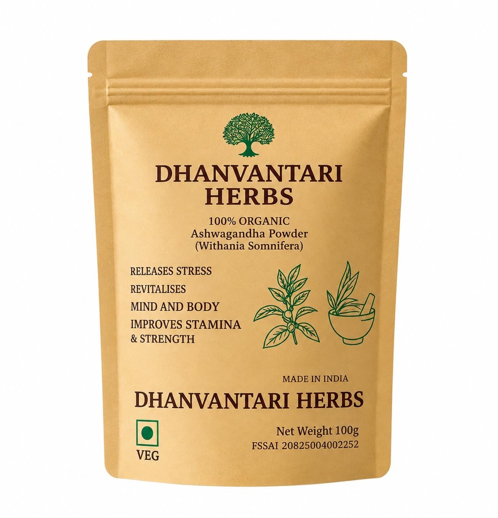 Dhanvantari Herbs Ashwagandha Root Powder Churna, 100 g