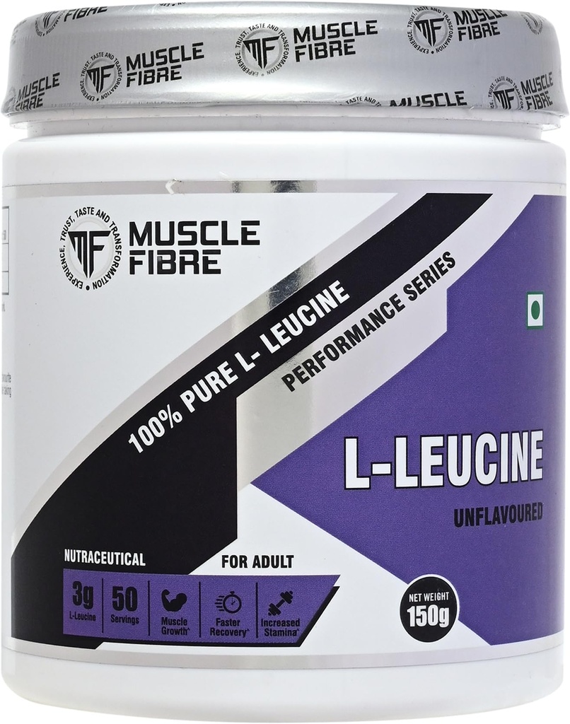 Muscle Fibre Performance Series 100% Pure L-Leucine Powder - Leucine Supplements, Leucine Amino Acid - BCAA Supplements - Muscle Recovery, Athletic Performance, Protein Synthesis, Lean Muscles and Support - Unflavored, 3000mg per Serving, 150g