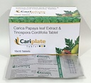 Cariplate Papaya Leaf Extract and Tinospora Cordifolia Tablets, 10x10 Tablets Pack, 350mg Carica Papaya with 150mg Tinospora | Pack of 4 strips (40 tablets).