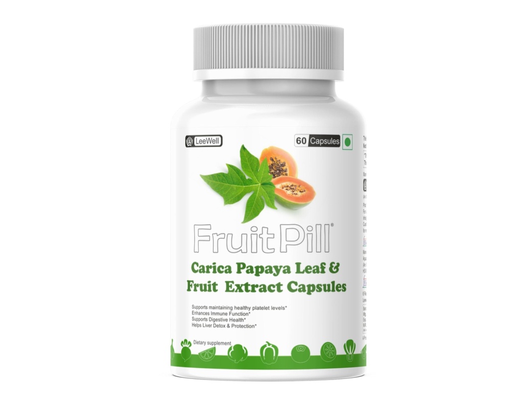 (LeeWell) carica Papaya Leaf & Fruit Extract | Papaya Supplements support for Platelet Count, Immunity Boost & Better Digestion - 60 Veg Capsules