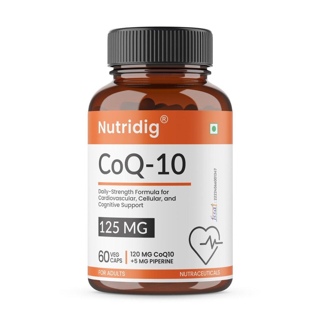 Coenzyme Q10 125 MG with Piperine 5mg - Enhanced Absorption Formula for Heart Health, Energy, and Antioxidant Protection – 60 Veg Capsules
