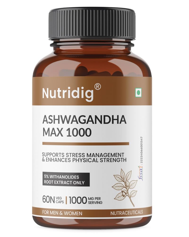 Ashwagandha Extract – Standardized to 5% Withanolides | Stress Relief, Energy & Hormonal Balance | Ayurvedic Adaptogen | 60 Veg Capsules