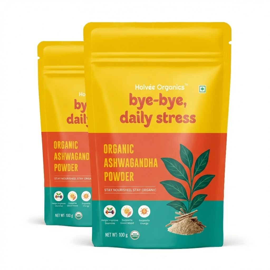 Premium Organic Ashwagandha Powder (Pack of 2 x 100g) | USDA Certified | Withania Somnifera Root Powder | Helps Reduce Stress & Supports Energy | Pure & Natural