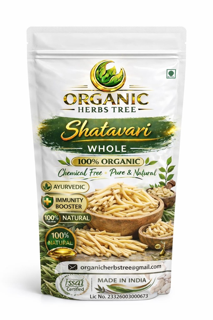 Organic Herbs Tree Shatavari Whole Roots (Satavar), 50G