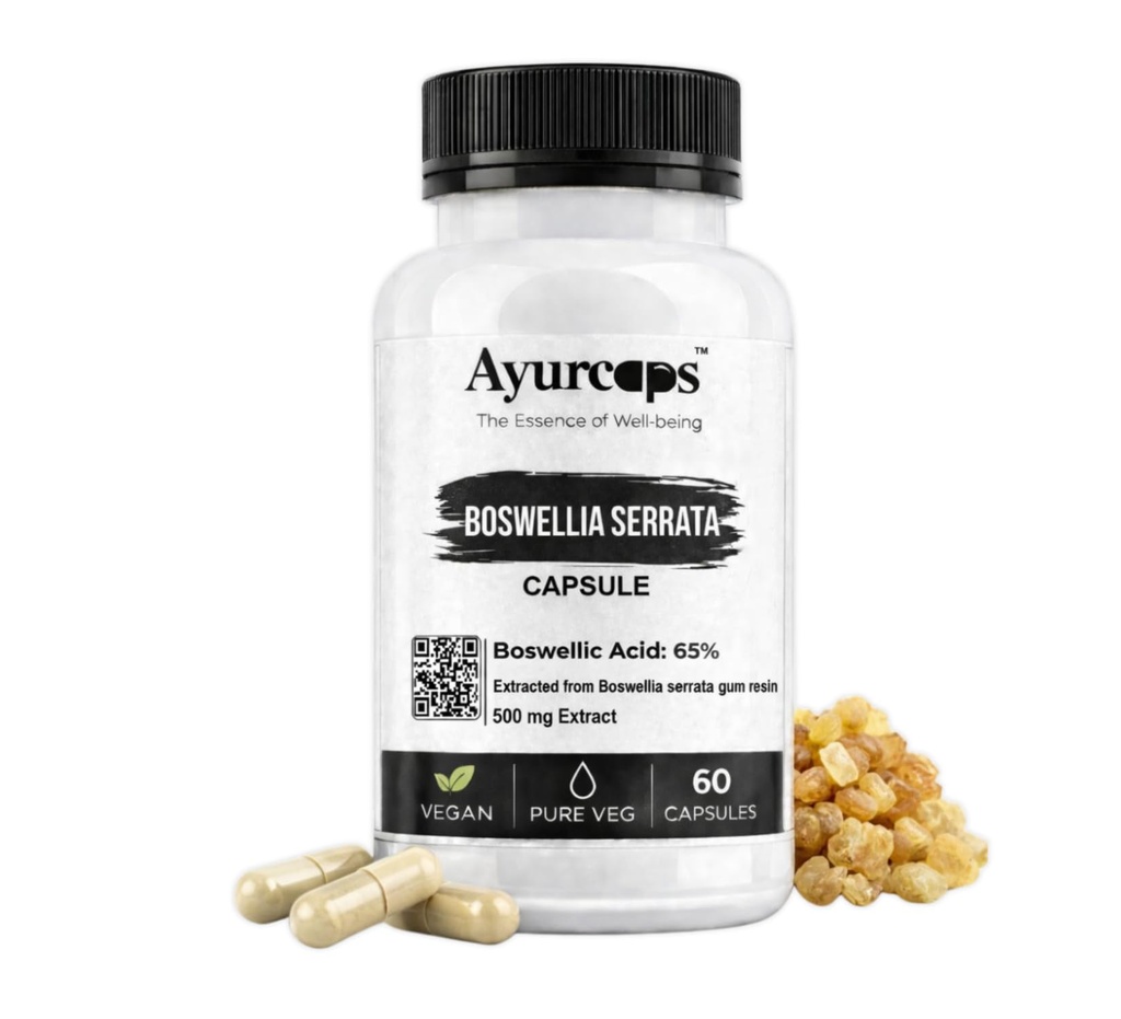 Boswellia Serrata Extract 500mg 60 Veg Capsules | 65% Boswellic Acids | Shallaki Capsules | Ayurvedic Herbal Supplement