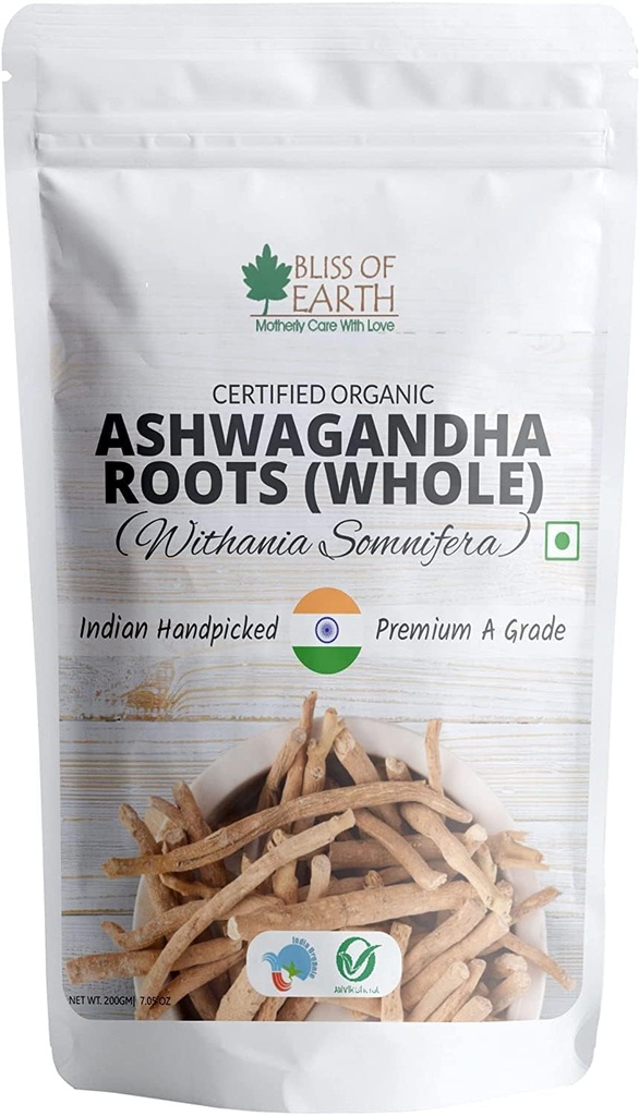 Bliss of Earth 200GM Ashwagandha Roots Whole Withania Somnifera Premium Grade Help Boost Immunity Stress Relief