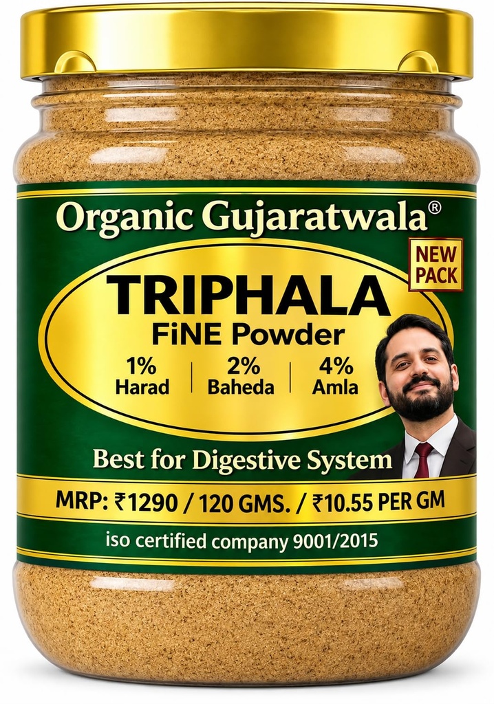 Triphala Powder, 120g, with Harad, Baheda & Amla, Ayurvedic Churna for Digestive Health
