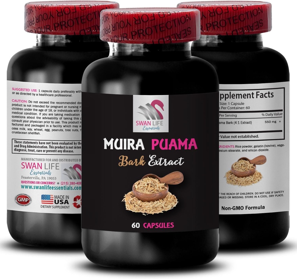 Mindful Boost - Muira PUAMA BARK Extract - Balanced Energy, Sustainable Energy, Herbal Awakening, Active Boost Formula, Natural Vital Energy, Plant Synergy Energy, Nature’s Energy 1 Bottle 60 Caps