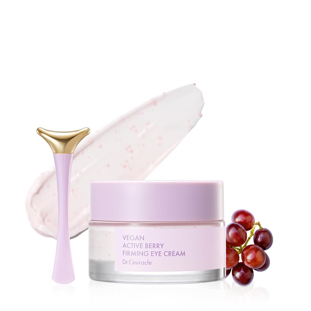 Dr.Ceuracle Vegan Active Berry Firming Eye Cream with Applicator - Hydrating Resveratrol Eye Treatment for Dark Circles and Puffiness, Korean Skincare for Stocking Stuffers (32g / 1.12 oz.)
