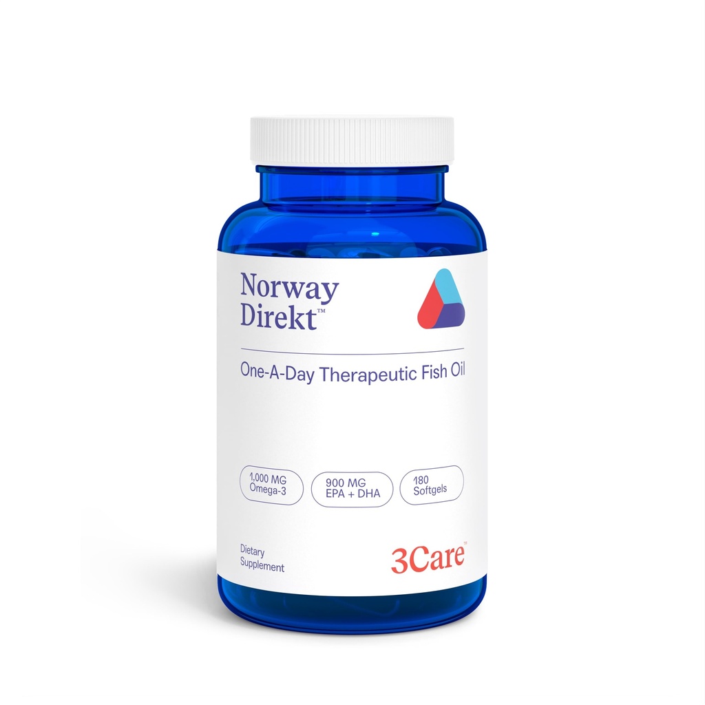 Norway Direkt Omega-3 Fish Oil 2,000mg of Omega-3 per 2 softgel| 1060mg EPA, 740mg DHA (2 Soft-Gel Serving) Pharmaceutical Grade (180 Softgels)