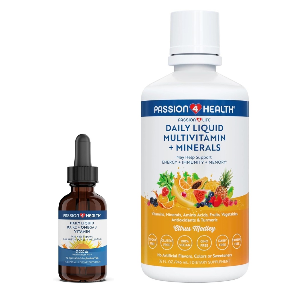 Passion 4 Life Liquid Multivitamin Plus Organic Liquid D3K2 Omega 3