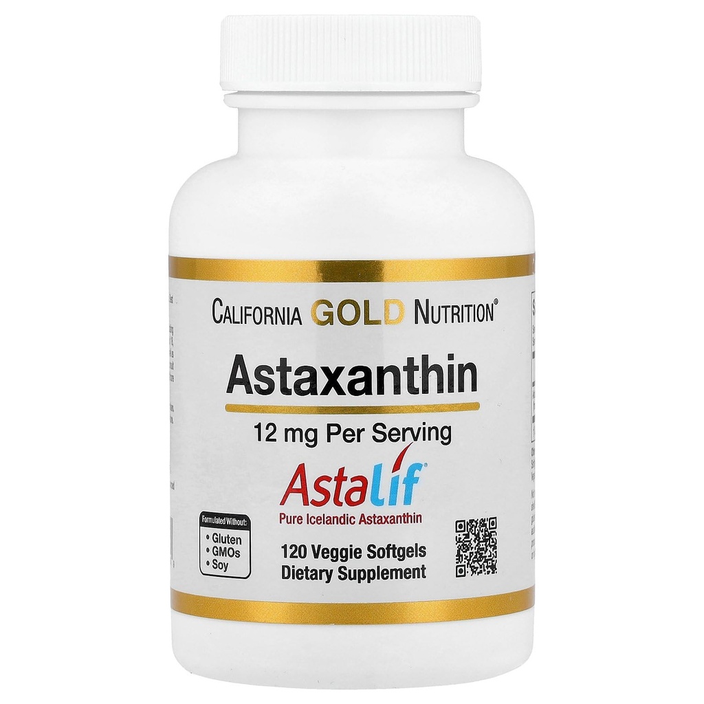 California Gold Nutrition Astaxanthin, Antioxidant Carotenoid, AstaLif Pure Icelandic Biologically Active 99% Isomer, 12 mg, 120 Veggie Softgels