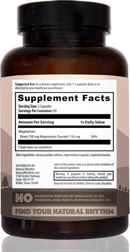 Natural Rhythm Magnesium Taurate 120 Capsules + B-CALMplex 90 Capsules Bundle