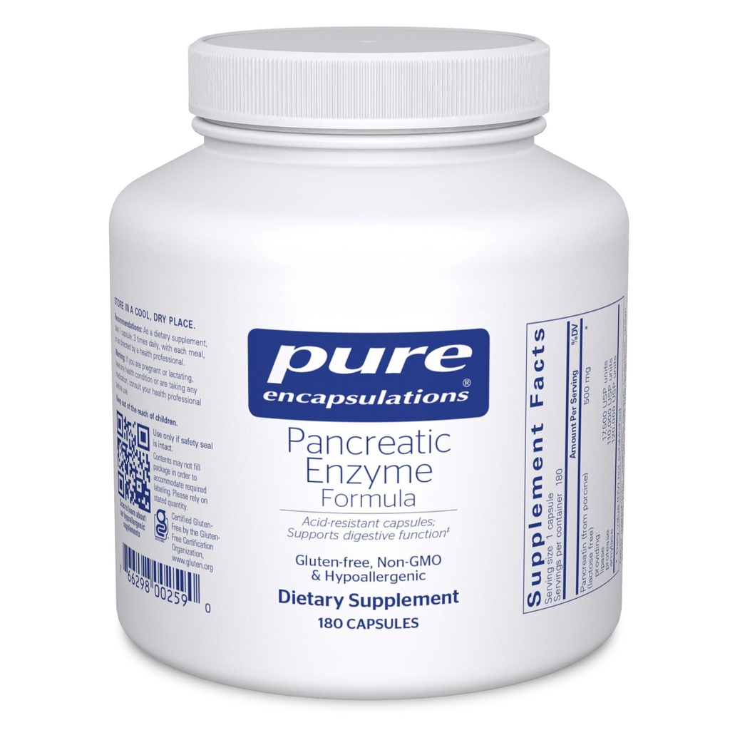 Pure Encapsulations Pancreatic Enzyme Formula - Digestive Enzymes for Digestion - Strengthens Gut Health* - Targeted Delivery Capsules - Gluten Free & Non-GMO - 180 Capsules