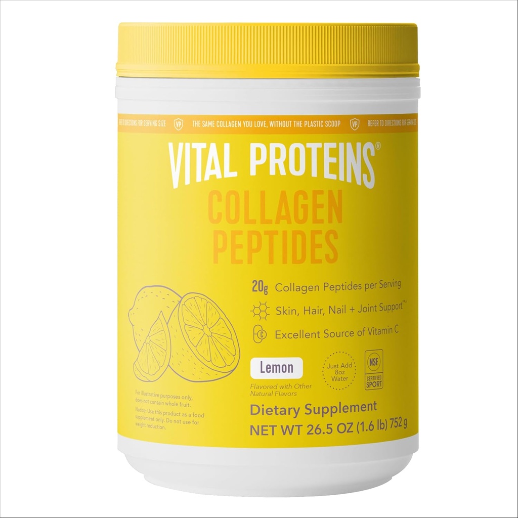 Vital Proteins Collagen Peptides Powder, Promotes Hair, Nail, Skin, Bone and Joint Health, Lemon 26.5 Ounce
