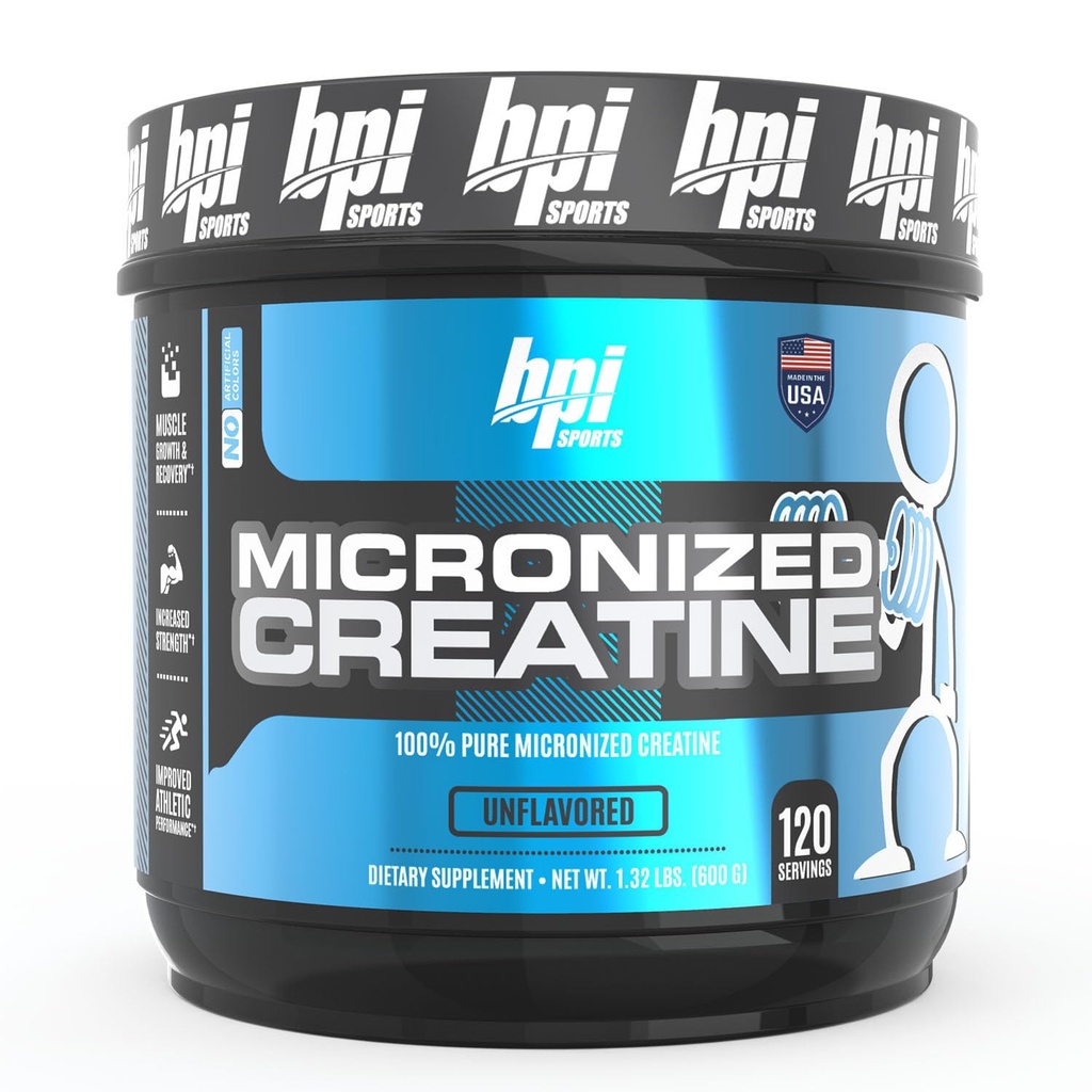 BPI Sports Micronized Creatine - Increase Strength - Reduce Fatigue - Lean Muscle Building - 100% Pure Creatine - Better Absorption - Supports Muscle Growth - Unflavored - 120 Servings - 21.16 Ounce