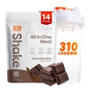 310 Nutrition All-in-One Meal Replacement Shake Powder w/Shaker Cup Starter Kit - High Protein Fiber Rich Vegan Superfood Blend - Sugar-Free, Keto & Paleo Friendly, Low Carb - Chocolate Bliss 14 srv